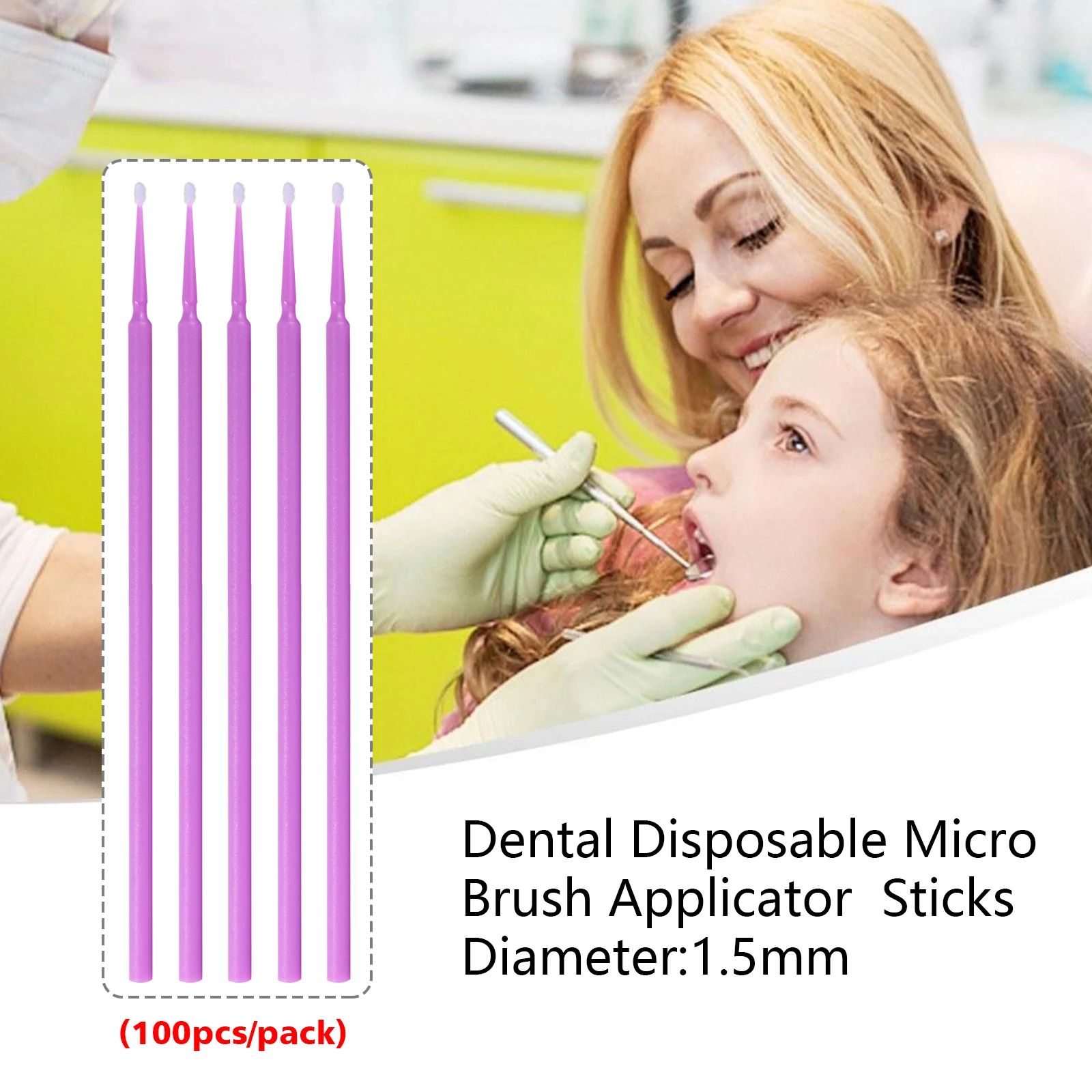 100 sztuk wymazów dentystycznych jednorazowy aplikator Micro Brush w kolorach 2.5MM/2MM/1.5MM/1.2MM