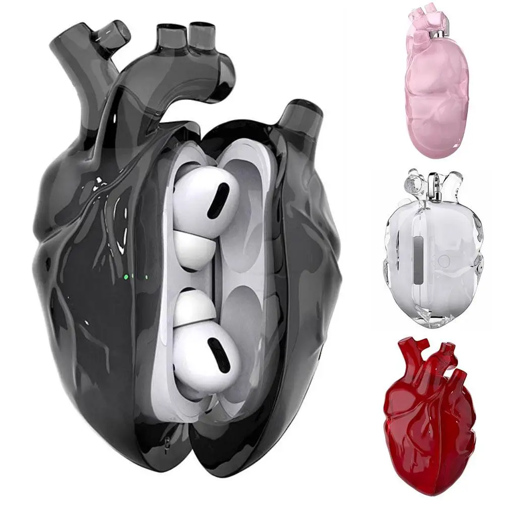 Silicone Wireless Earphone Case Heart Shape For Airpods Pro/Pro2/3 Earphone Soft Anti-fall Protective Cover Accessories B6M5