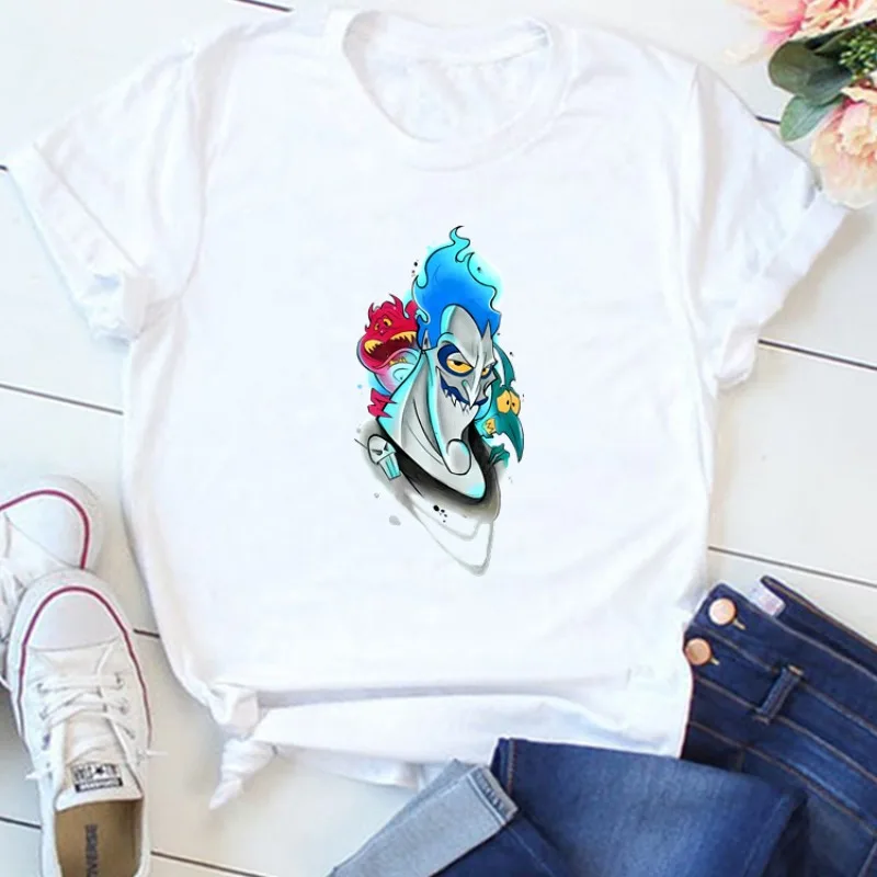 Disney Hercules Hades Women T Shirt 2024 Girls Harajuku 90S Casual Tee Graphic Tops Female Y2K Kawaii Lady T-shirt Short Sleeve