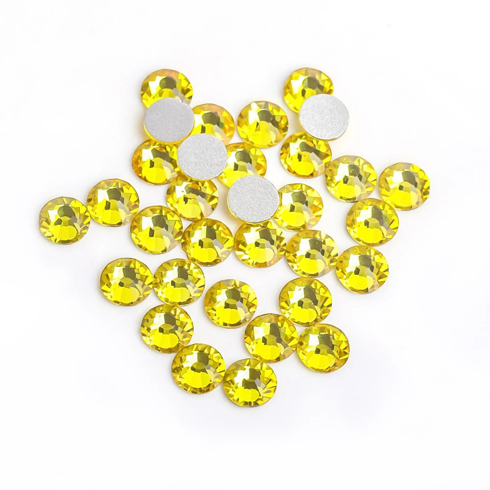 Citrine Glass 3D Nail Art Rhinestones ss3 ss4 ss5 ss6 ss8 ss10 ss12 ss16 ss20 ss30 ss34 Crystal Nail Art Rhinestones