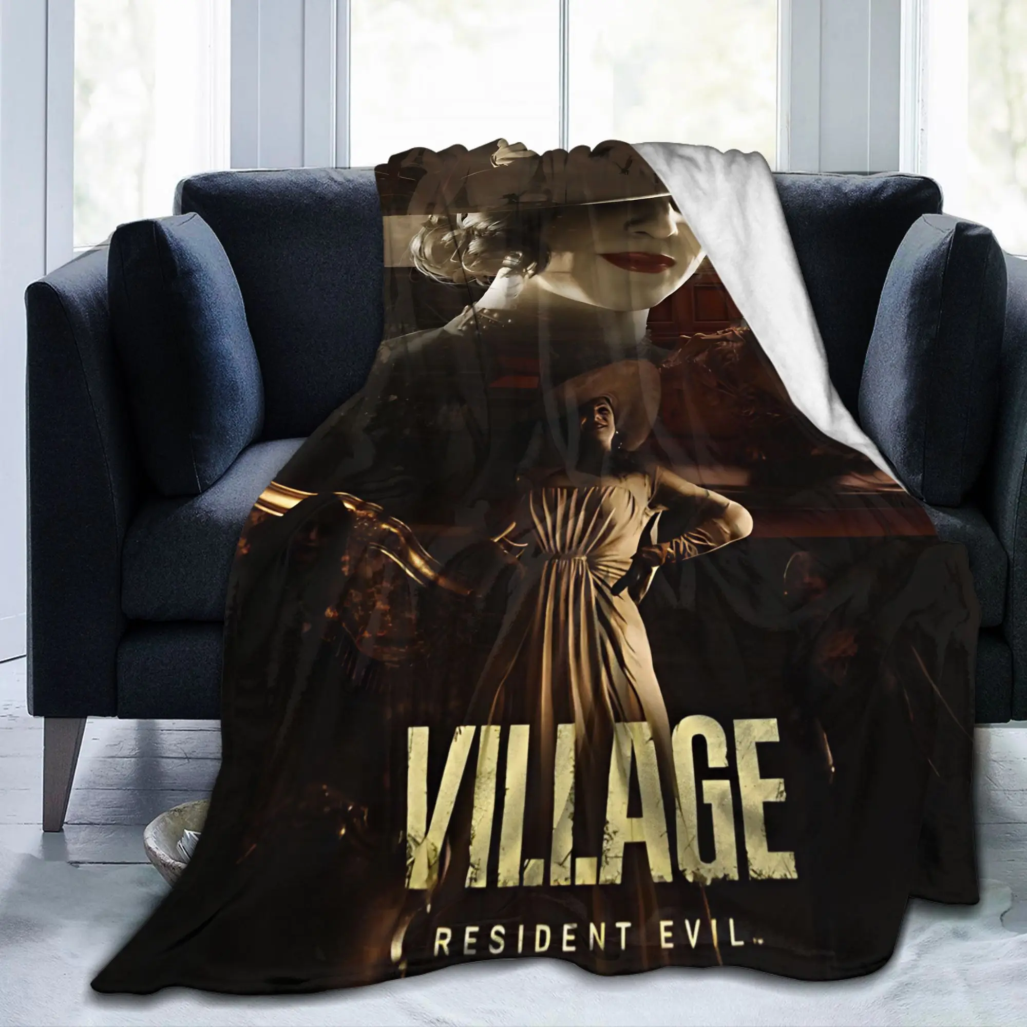 المقيم إعادة فيلاج طويل القامة مصاص دماء سيدة سيدة Dimitrescu البطانيات الشر الصوف مضحك الدافئة رمي البطانيات للمنزل الخريف/الشتاء