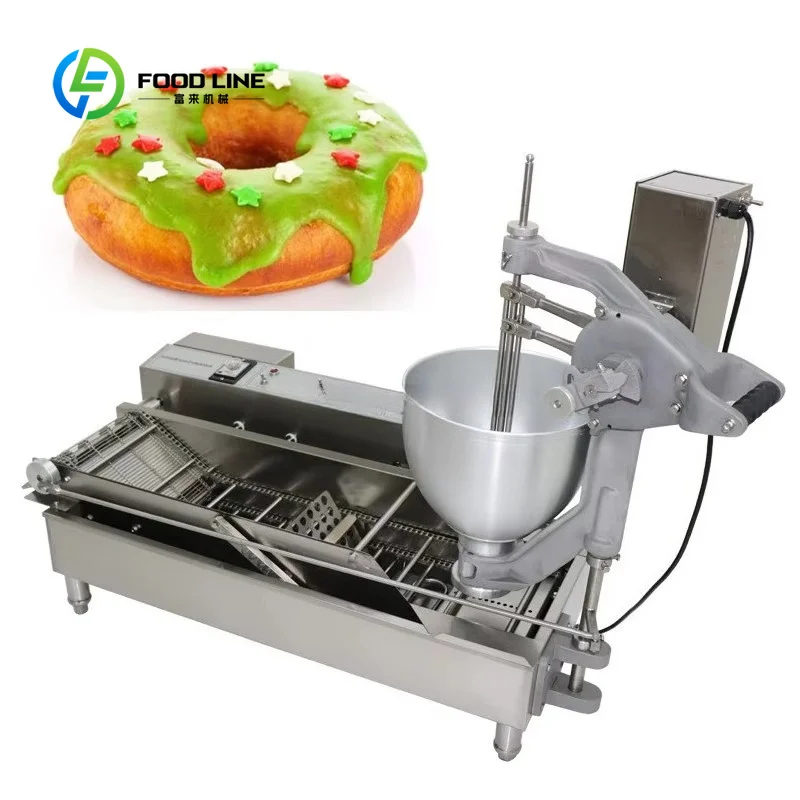 Customized donut maker doughnut fryer double row yeast raised forming equipment automatic frying for bakery snack shop
