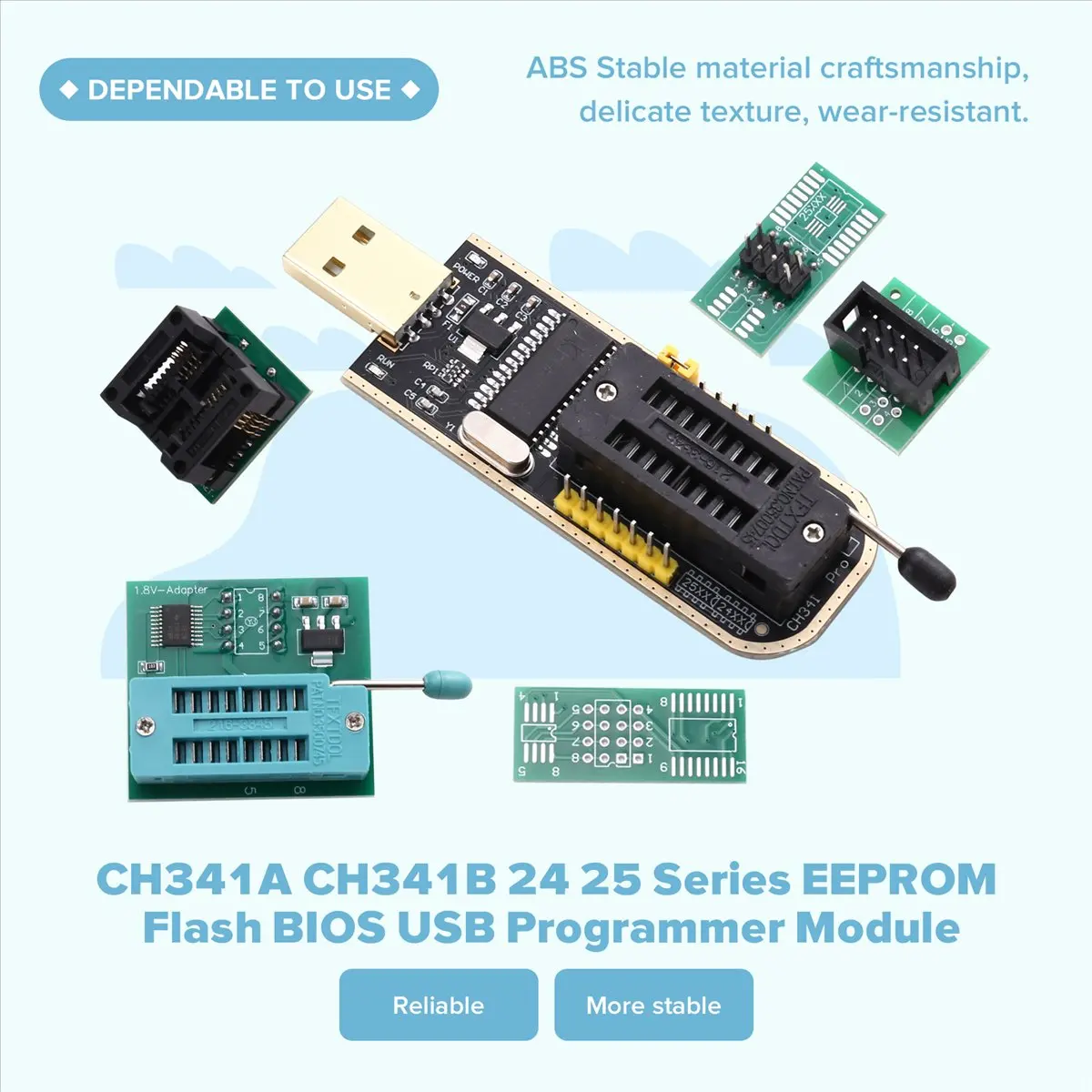 ♬◤Popular Style  ◥CH341A CH341B 24 25 Series EEPROM Flash BIOS USB Programmer Module SOIC8 SOP8 Test Clip for EEPROM 93CXX / 25C