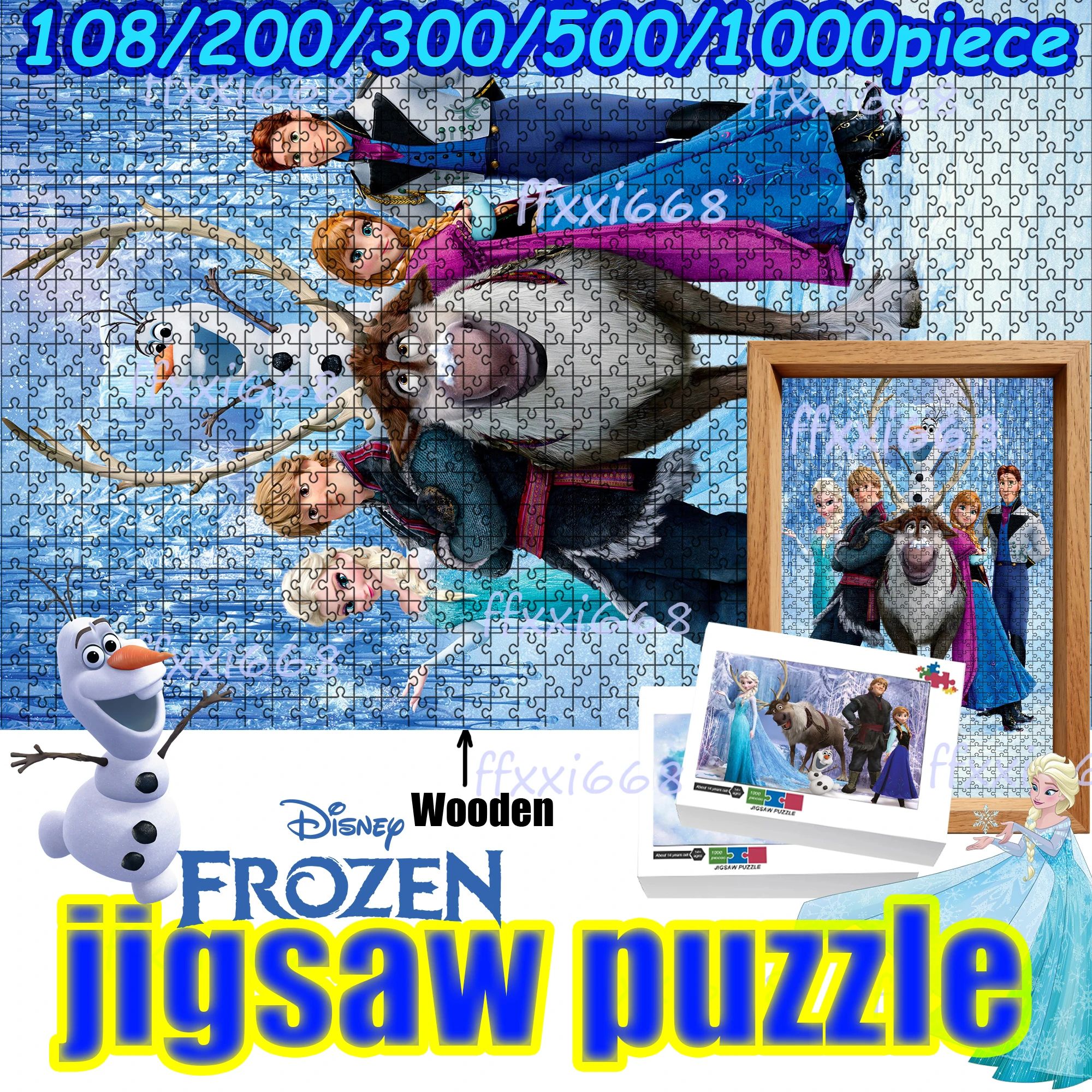 

Frozen Elsa and Anna Jigsaw Puzzle 108/200/300/500/1000 Pieces Wooden Puzzle High Quality Gift Fun Party Game