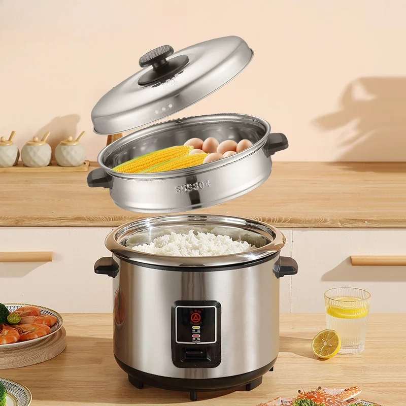 Household Old Fashioned Rice Cooker with 304 Stainless Steel Liner, Uncoated Multifunctional Electric Cooking Pot