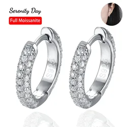 Serenity 1.0mm D Moissanite Earrings Women Men S925 Sterling Silver Hoop Earrings Couples Anniversary Gift Plated 18K Jewelry