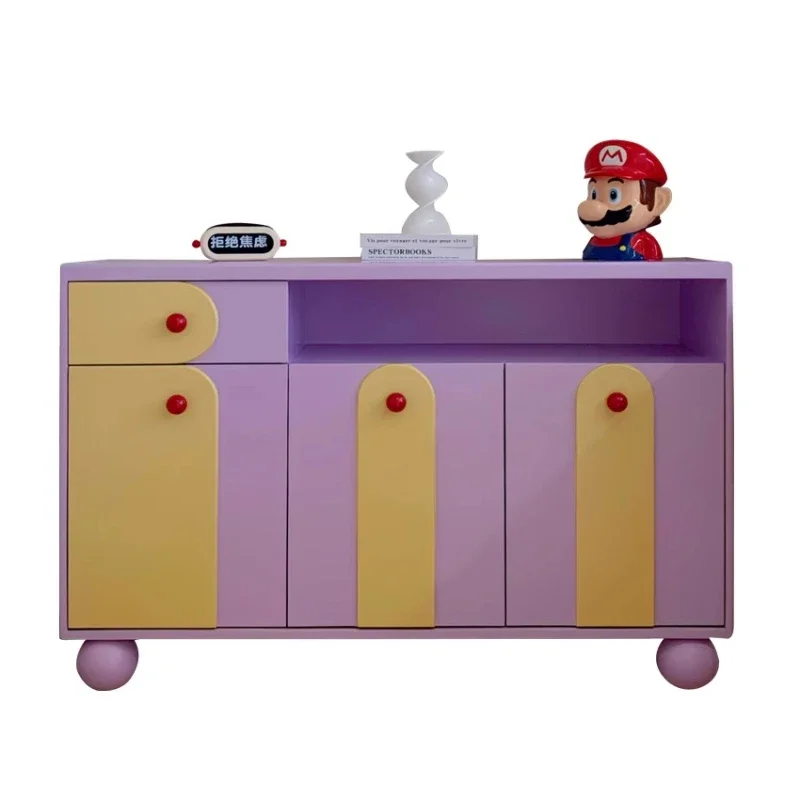 

Internet celebrity side cabinet simple dopamine living room storage cabinet color contrasting porch cabinet locker cream style