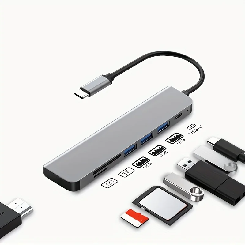 

Разветвитель USB C к HDTV, 2 порта данных USBA 3.1 GEN1 и 5 Гбит/с Type-C, зарядка PD 100 Вт, устройство чтения карт SD, для ноутбуков, ПК, настольных ПК