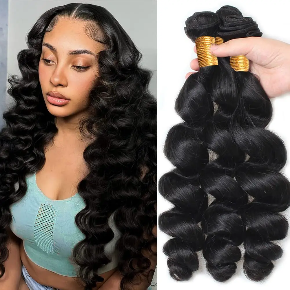 Loose Wave Bundles Human Hair 30inches 100% Unprocessed Brazilian Virgin Hair Loose Wave Bundles Hair Extensions for Women