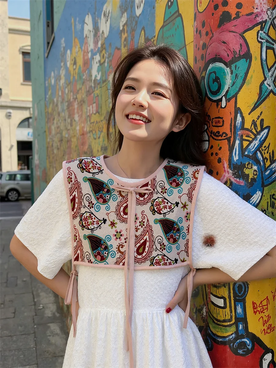 

Embroidery Lace-Up Vests For Girl Waistcoats Clothes Women Summer Techwear Festival Vacation Leisure Casual Sleeveless Trendy OL