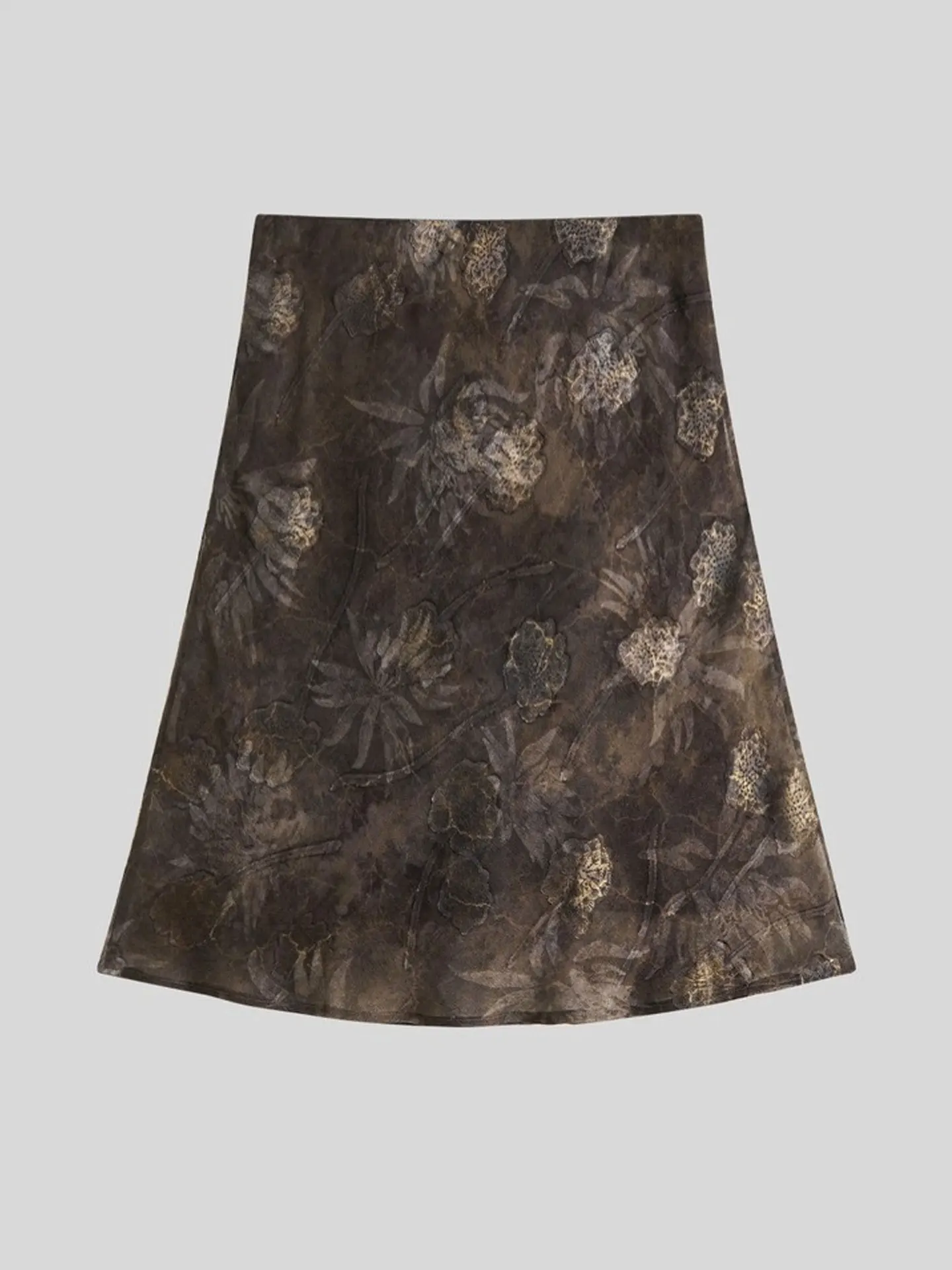 Retro Gradient Print A-Line Midi Skirt Women's Summer New Style High Waist Slimming Versatile Half-length Skirt