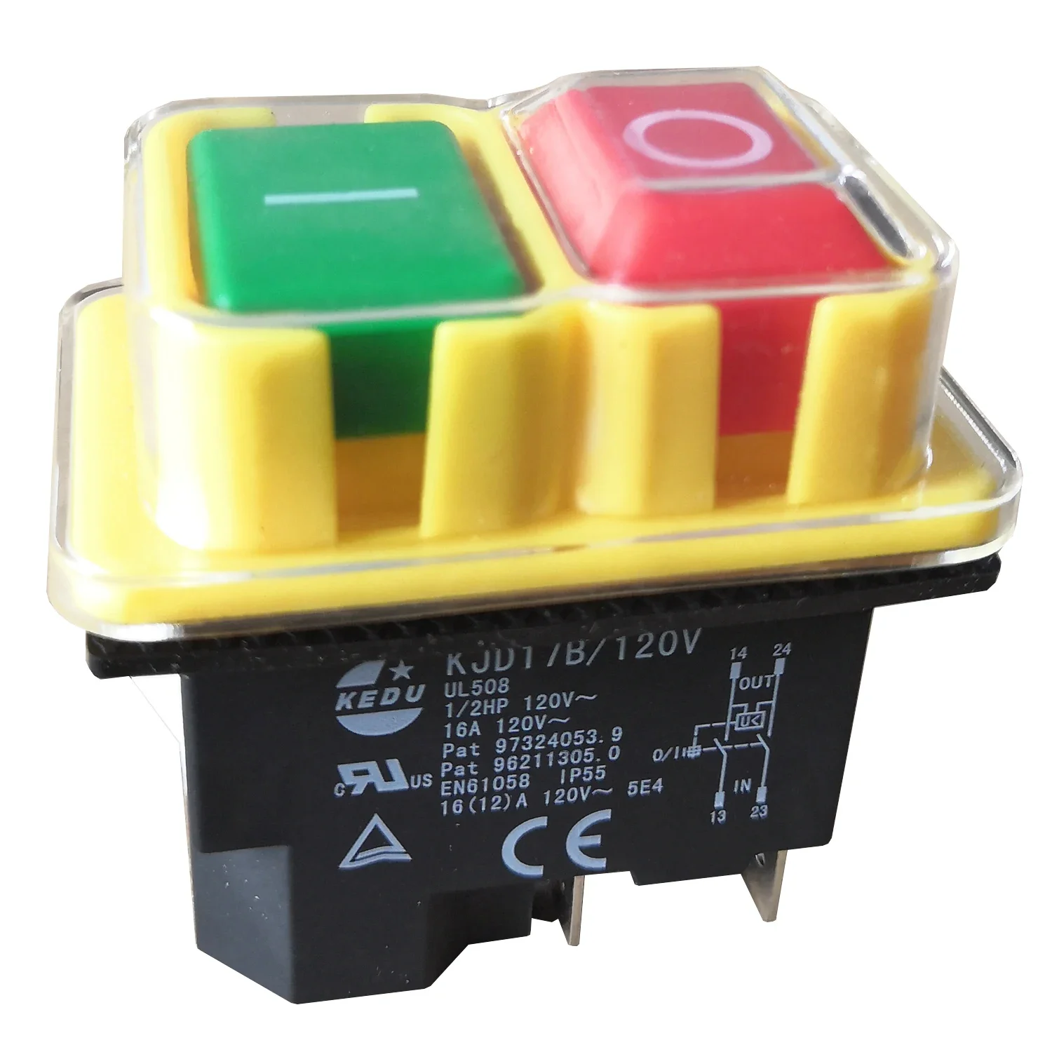 KEDU KJD17B/120V 4Pin 120V 16A 1/2HP Waterproof Industrial Pushbutton Switches Electromagnetic Push Button Switch