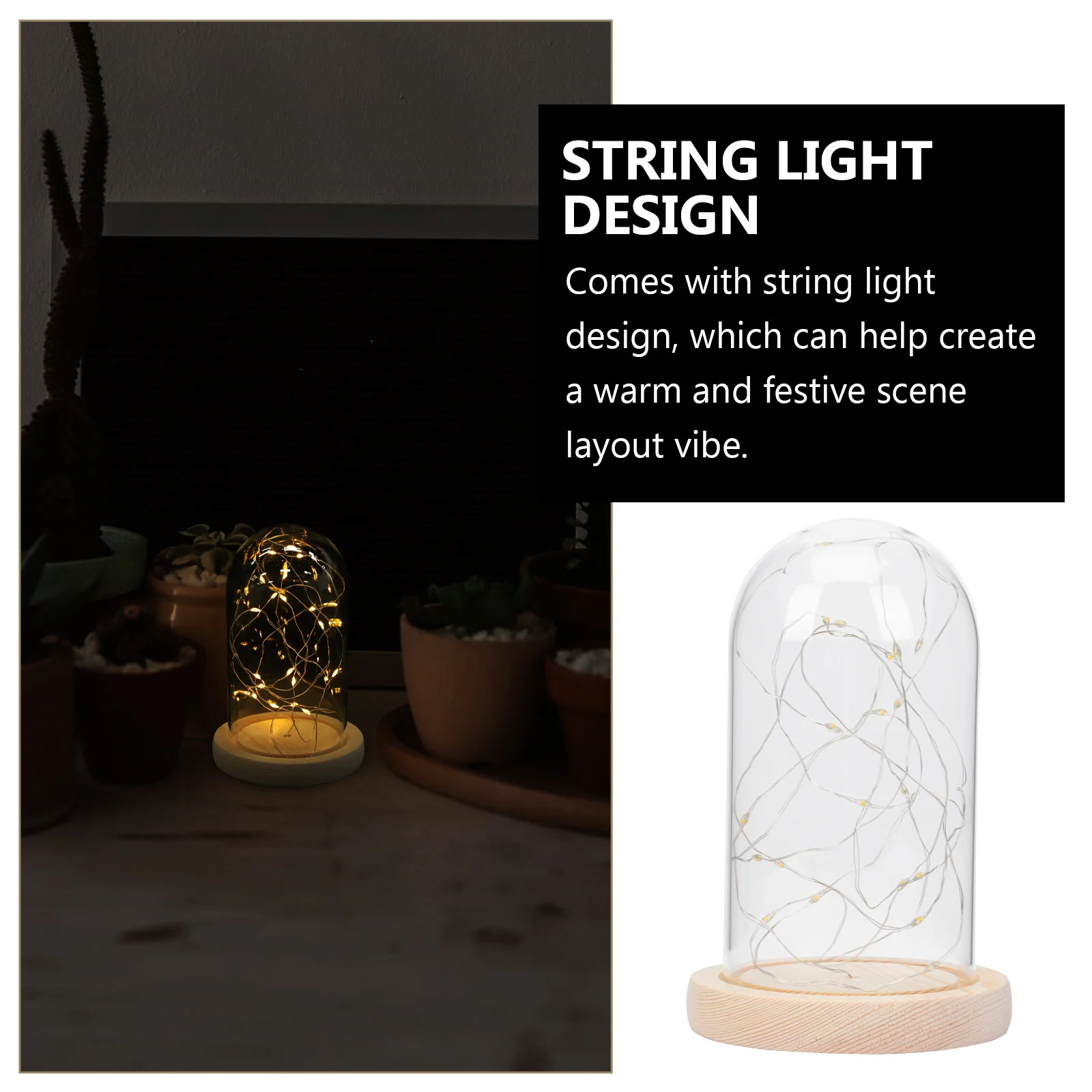 1 قطعة Led زجاج قبة سلسلة مصباح الأسلاك النحاسية الدافئة توهج ديكور سطح المكتب المنزل مضيئة عرض حلية ليلة صغيرة #4