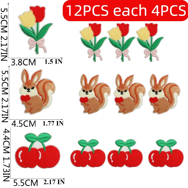 

10/12 шт., оптовая продажа, смешанные размеры, нашивки с вишневой вышивкой Loreky, 5 см, 6 см, железная аппликация для одежды, набор рюкзаков «сделай сам»
