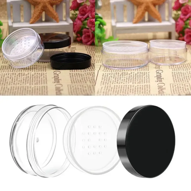 30g/50g Plastic Loose Powder Jar with Sifter Empty Cosmetic Container Makeup Compact Portable Refillable Bottle