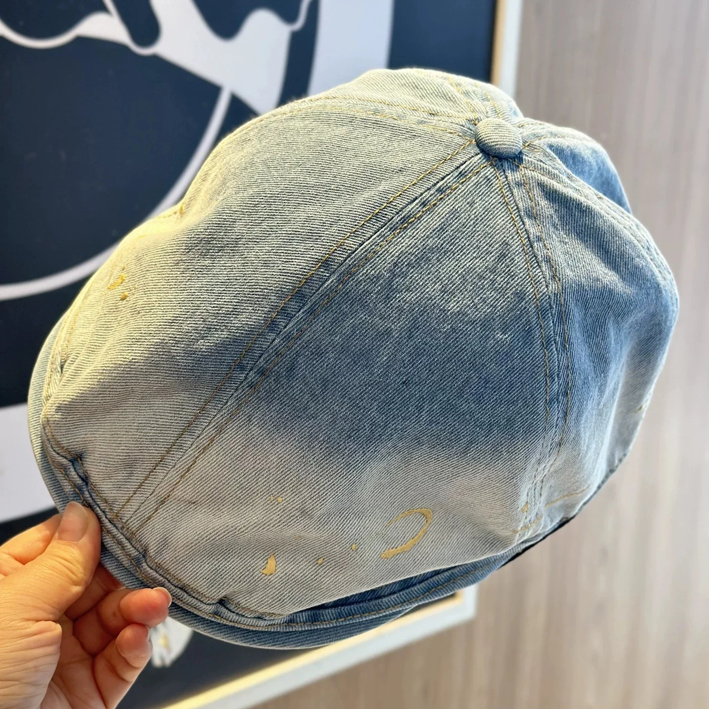Retro Gradient Denim Bucket Hat for Women Spring-Ready Versatile Washed Newsboy Cap