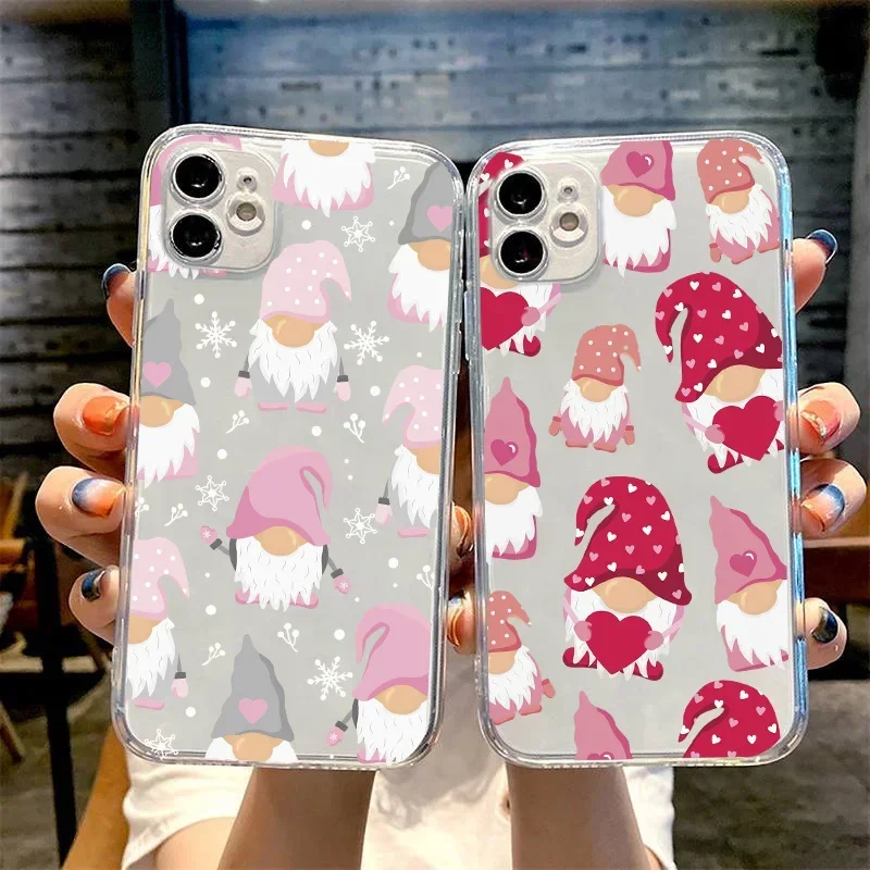 New Year Merry Christmas Phone Case For iPhone 16 15 14 13 12 11 Pro Max Mini 7 8 Plus SE Clear Coque Shell Cartoon Cover Fundas