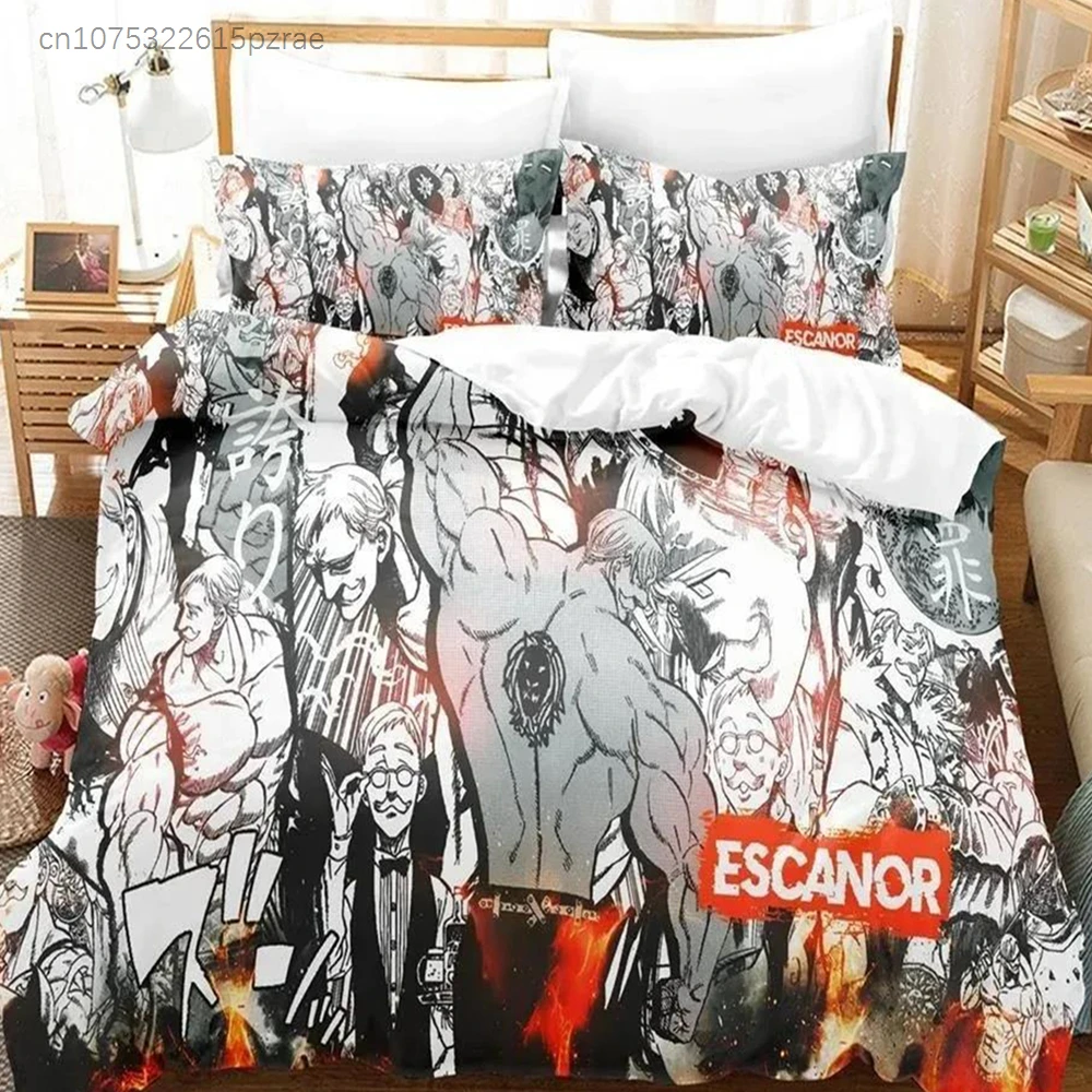 3D Anime Escanor The Seven Deadly Sins Bedding Set Printed With Pillowcase Bed Duvet Cover Soft Queen King Size Bedclothes Home