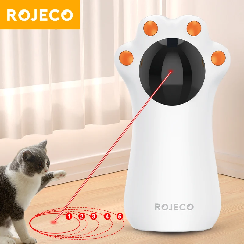 ROJECO Automatic Cat Laser Toys Smart Interactive Teasing Pets LED Laser Indoor Toy Handheld Cat Toy Accessories for Dogs Kitten