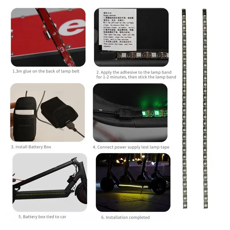 Waterproof Scooter LED Strip For Xiaomi M365 1s Pro Pro2 MI3 Electric Scooter Safety Night Light Flashlight Lamp Multiple Color image 6