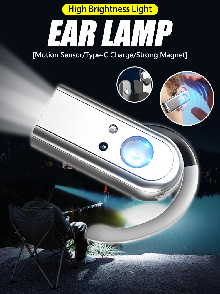 AliExpress KDULIT LED Lightweight Headlamp USB Rechargeable Portable Ear Headlamp Magnetic Headtorch for Night Running Fishing and Cycling