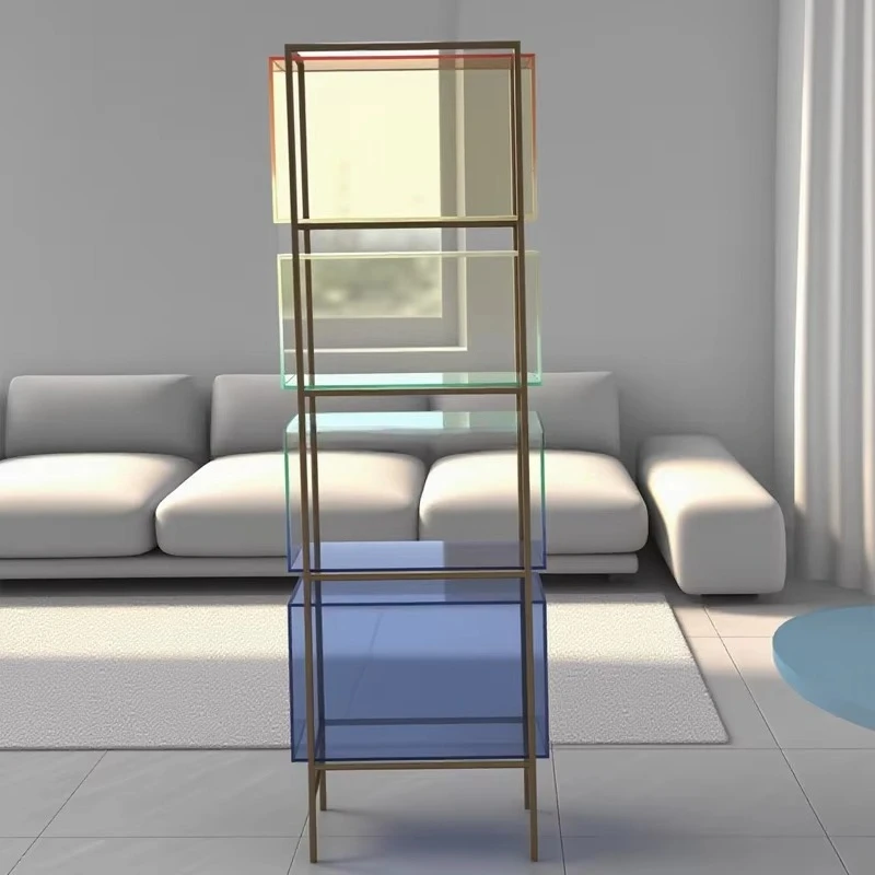 fv-Hot Selling Multi-functional Acrylic Product Display Shelf Gradient Color Luxury Acrylic Book Display Rack with LED Light