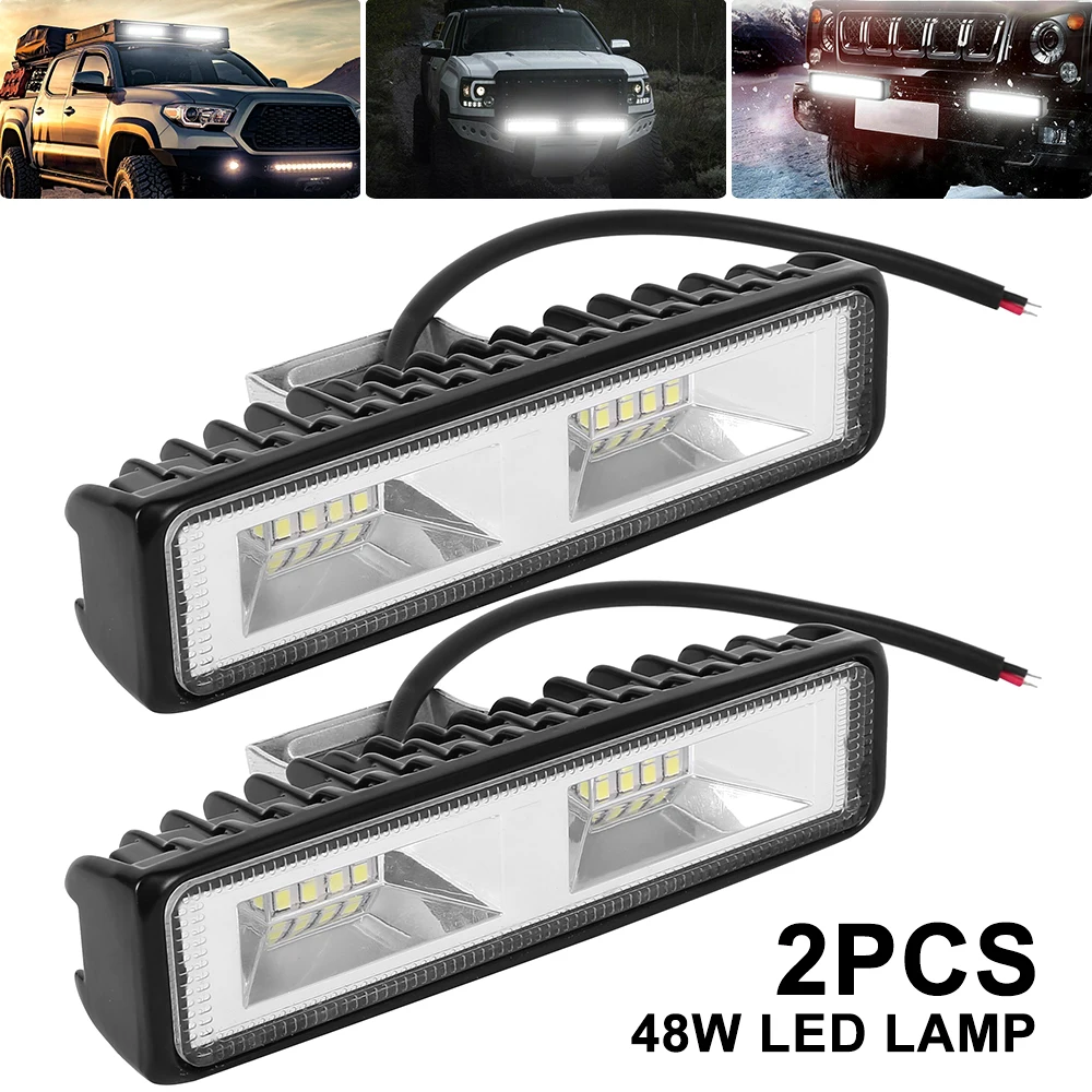 2Pcs Car Light Assembly Led Fog Lights Off Road 48W Spot Beam Led Light Bar for Trucks ATV SUV DRL LED Spotlight Work Light Bar