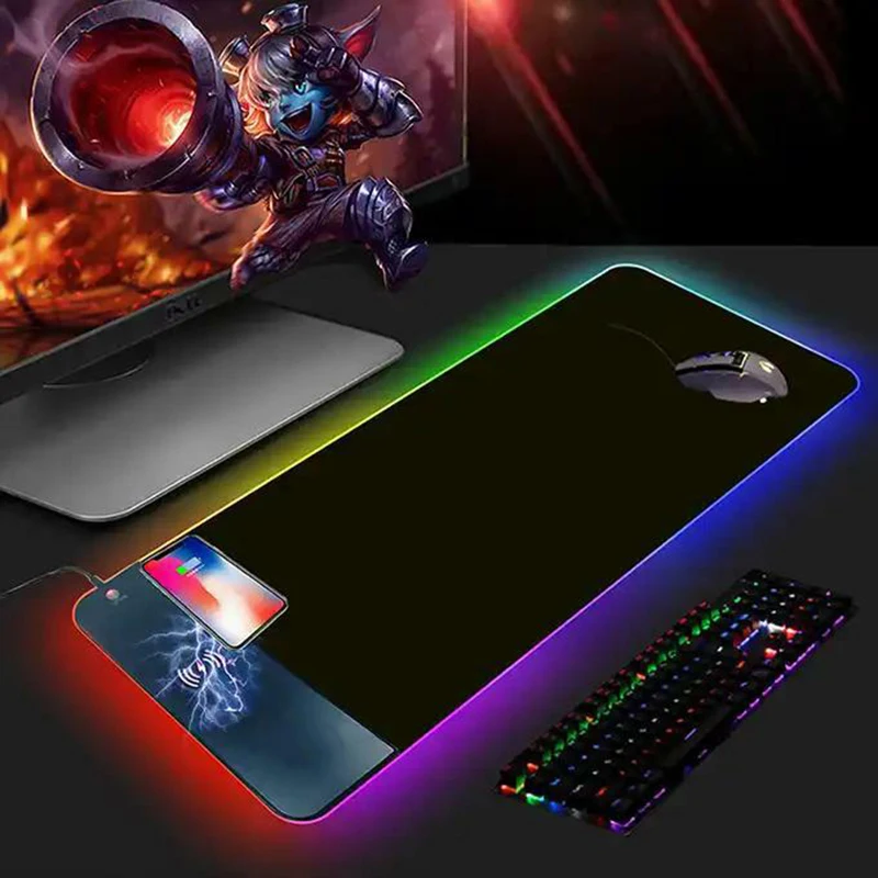 

Mairuige RGB Gaming Mousepad Keyboard Black Mouse Pad with 15W Wireless Mouse Pad Gamer Non-Slip LED Light Mobile Phone Charger