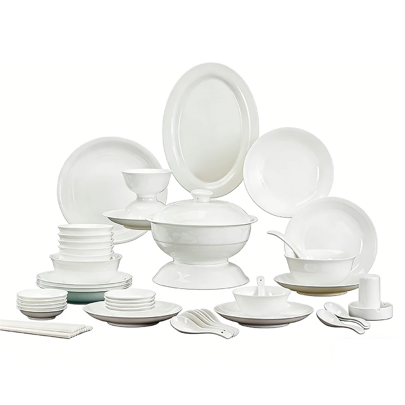 White Porcelain Dinnerware Set 18/106pcs Underglaze Color Ceramics Dish Sets Full Set Luxury China Tableware Set 4/10/20 Persons
