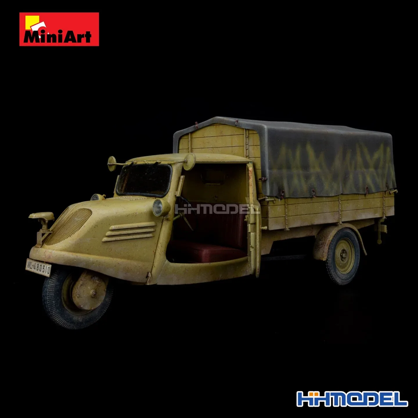 Original Miniart 35371 Model Kit Tempo E400 Three Wheel Delivery Truck Static Simulation Vehicle Model Gift For Collector