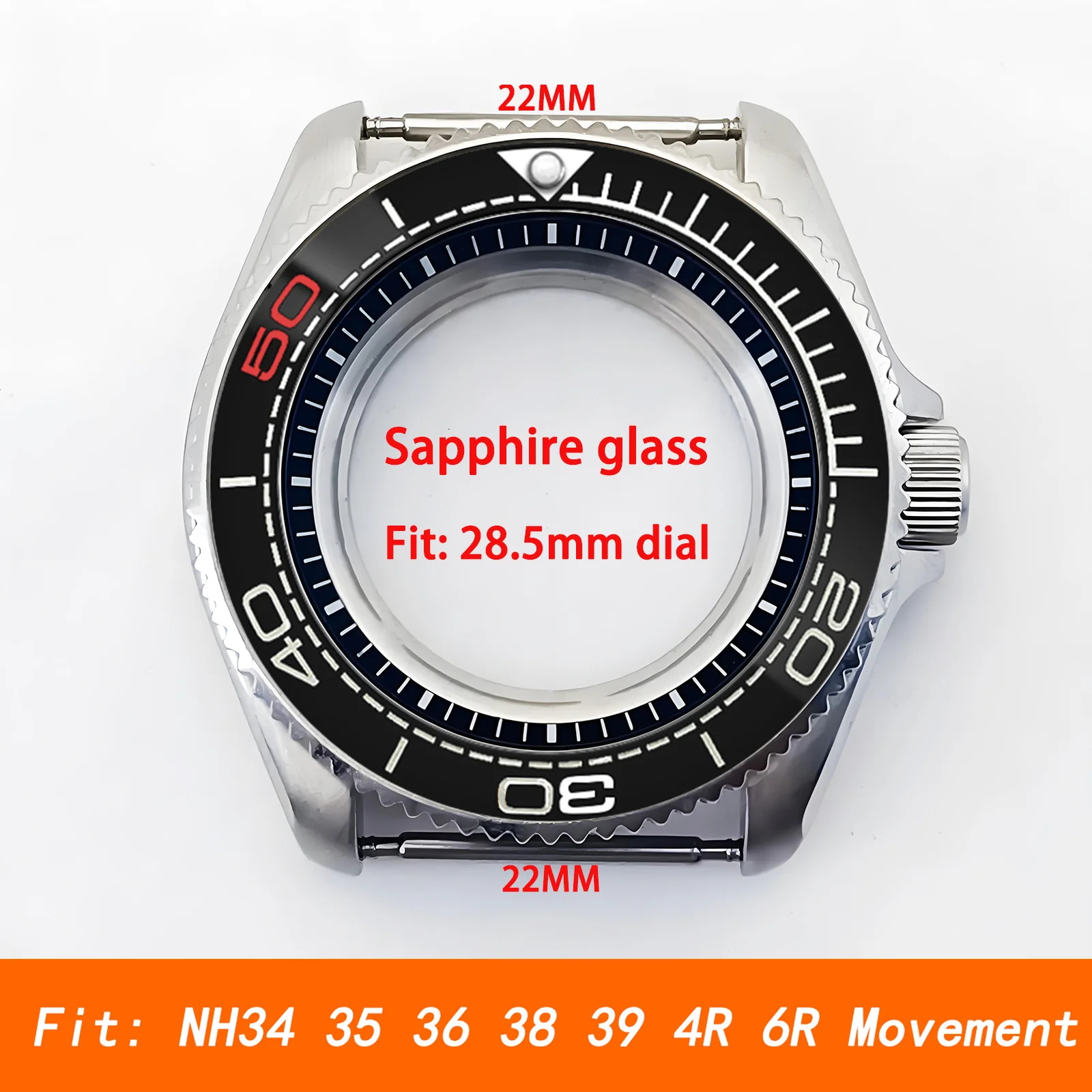 

Mod Silver SKX007 Case NH35 Case Ceramic Insert Sapphire Crystal Glass Crown 3.0 Stainless Steel Watch Case