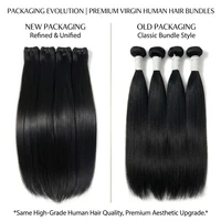 16A Double Drawn Bone Straight Human Hair Bundles Brazilian Raw Hair Weave 100% Unprocessed Virgin Hair Extensions Natural Black Color Full Thick Ends Bundle 7