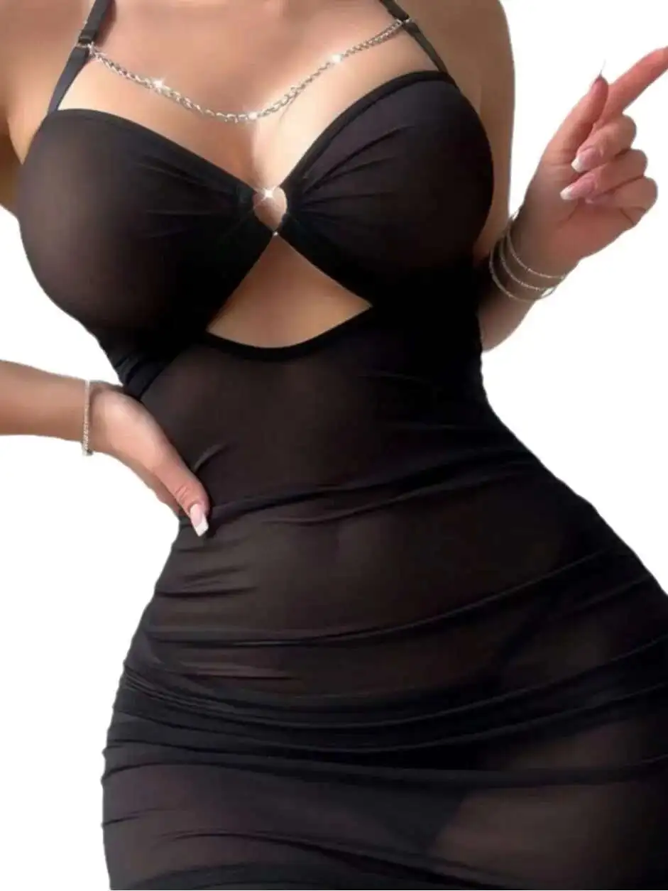 新しいセクシーなランジェリーメッシュネックハグドレスセクシーな純粋な欲望お尻ラップ胸サスペンダードレスエレガントな美しい LJ3A