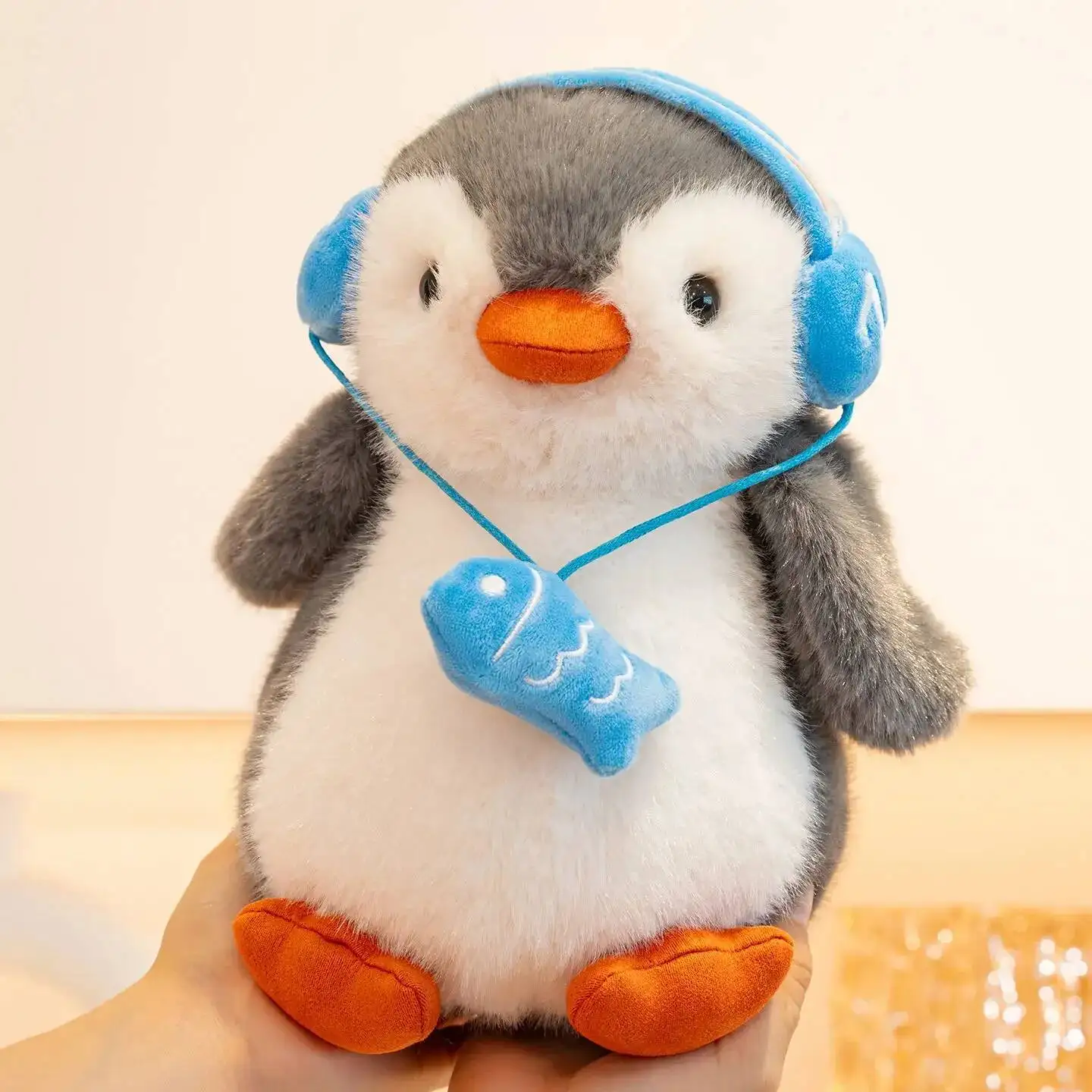 Creative Music Penguin Plush Toys for Children Stuffed Toys Penguin Wear Headset Doll Kids Toy Birthday Gift For Children Girls