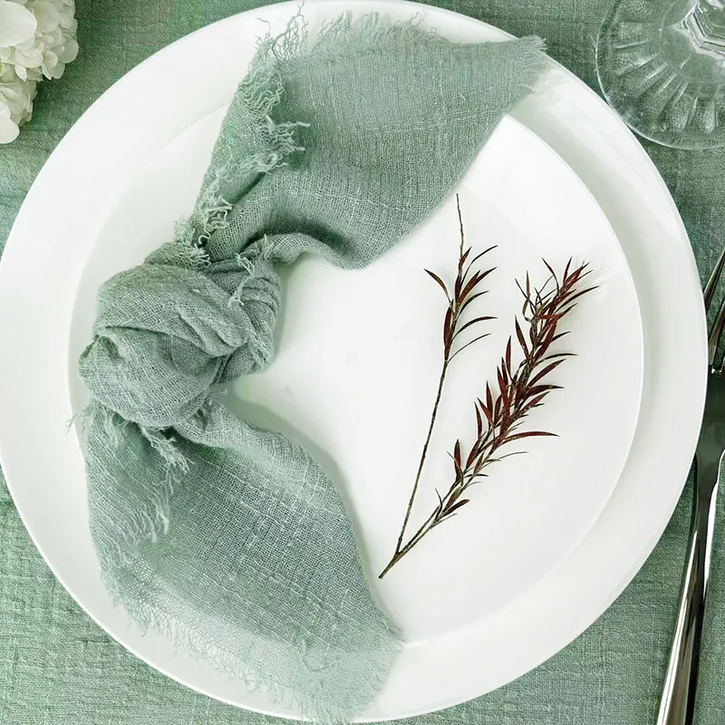 

10PCS Cloth Napkins Cotton Gauze Retro Burr Rustic Kitchen Towel Dining Place Mats Wedding Party Dinner Napkin Table Decoration