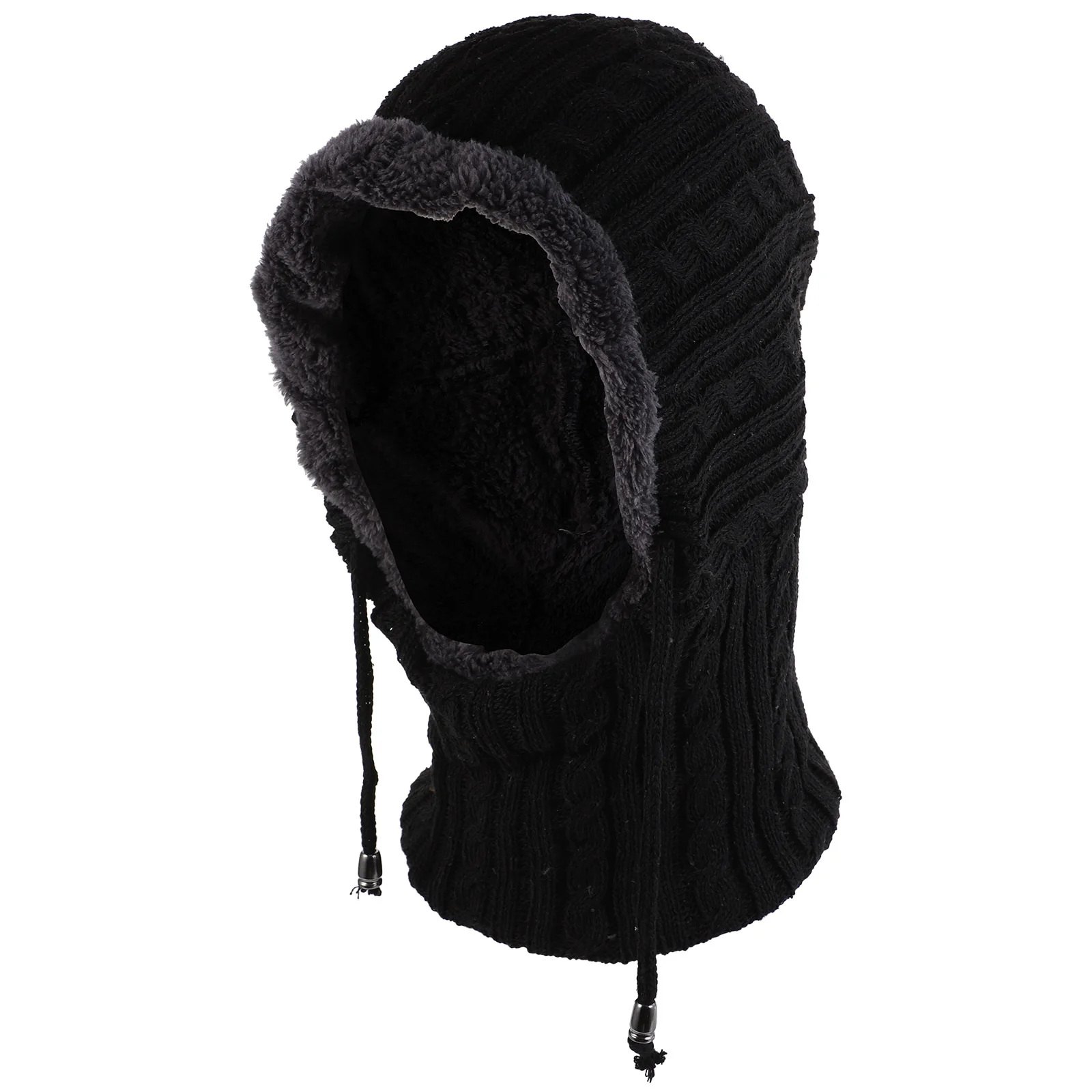 

Unisex Black Thickened Knitted Winter Scarf Hat Neck Warmer Cap Outdoor Cycling Ski Hat for Men Women Winter Neck Cap