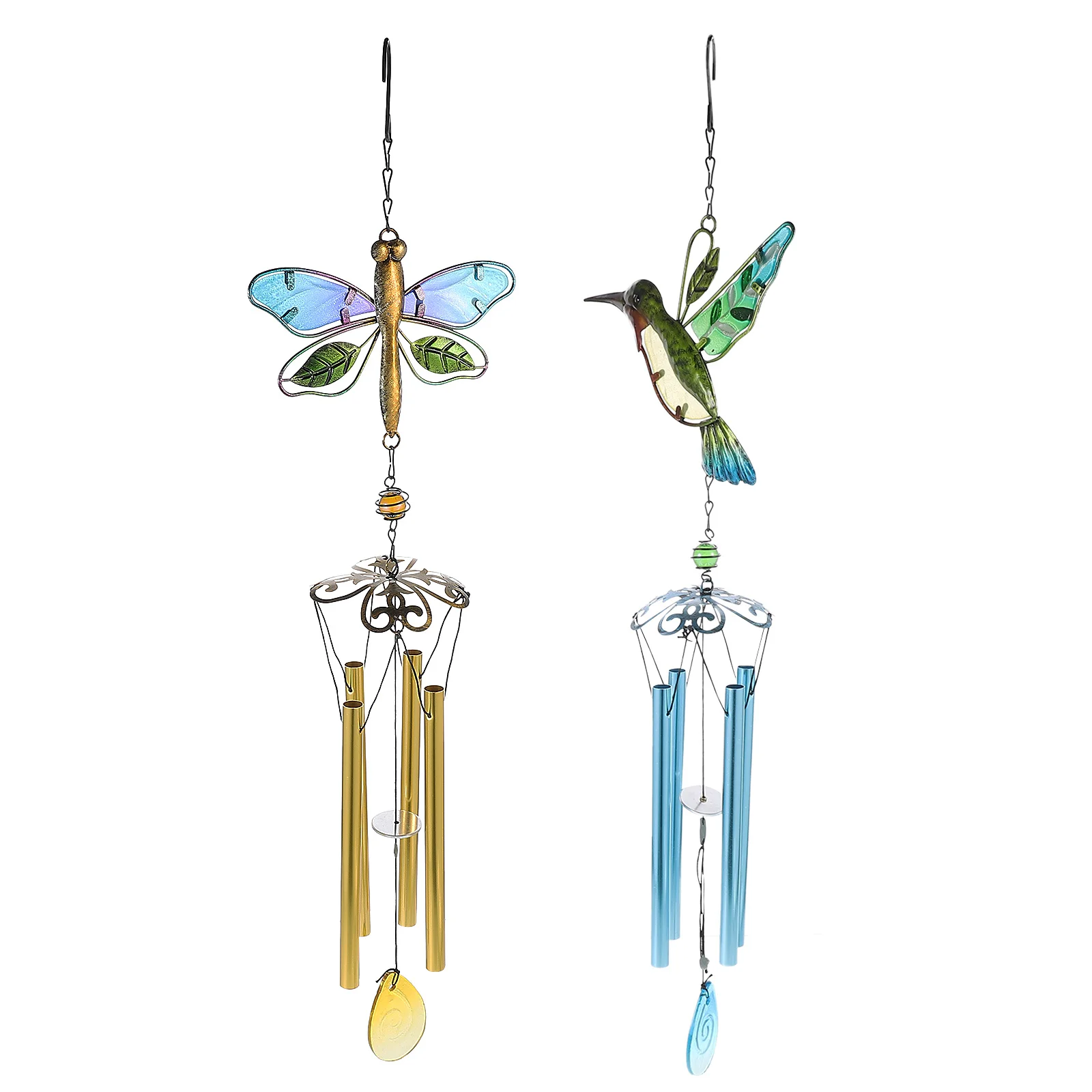 

2Pcs Colorful Wind Chimes Melodious Sound Fine Workmanship Dragonfly Shaped Balcony Porch Hanging Wind Bell Decor