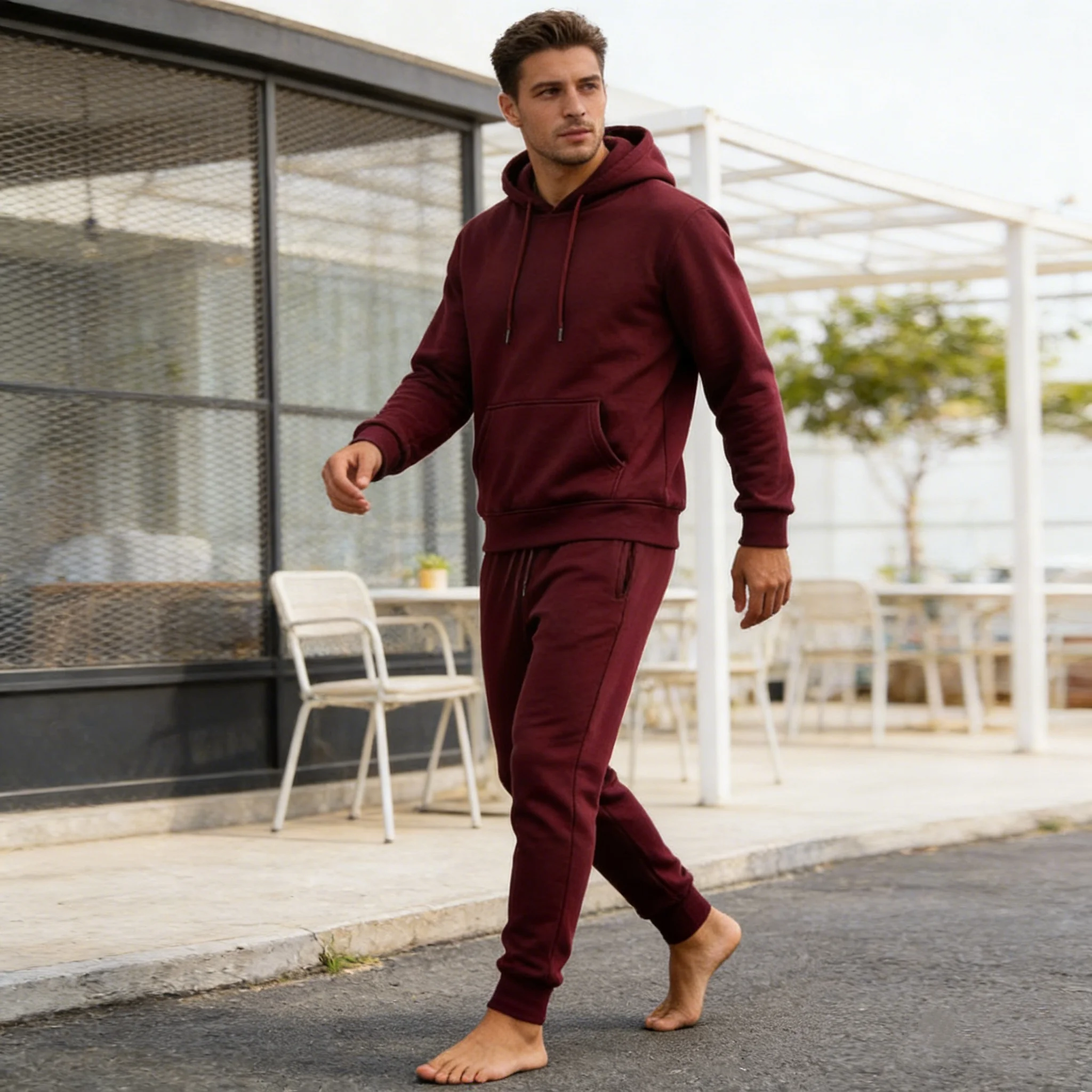 Men Women Tracksuit Hoodies Casual Solid Color Thick Pullover and Long Pant 2-piece Set Men Autumn Fleece Jogger Sports Suit Ne