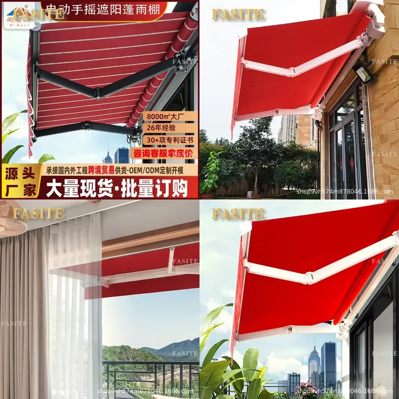 For Telescopic Awning Aluminum Alloy Balcony Outdoor Door Thickened Black Diamond Series Large Size Durable Weather Resistant