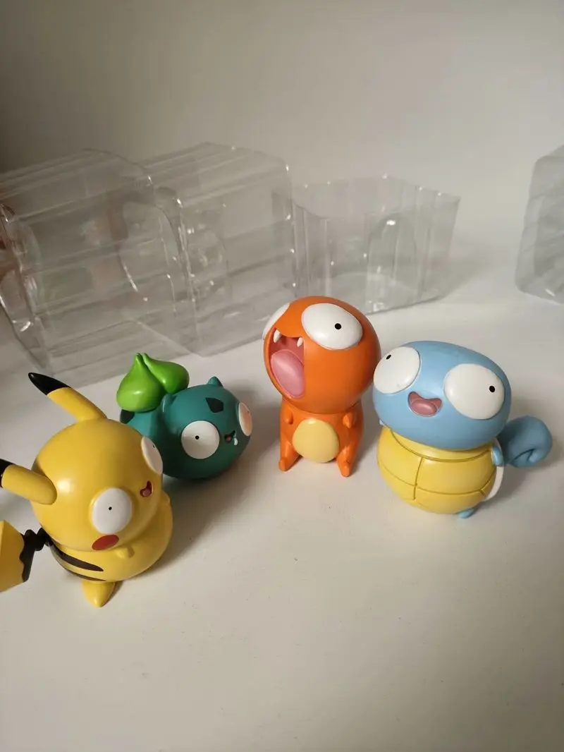 New Anime Poke Mon Fool Stupid Pika Chu Bulbasaur Charmander Movable Squirtle Cute Figure Collection Model Toys Ornaments