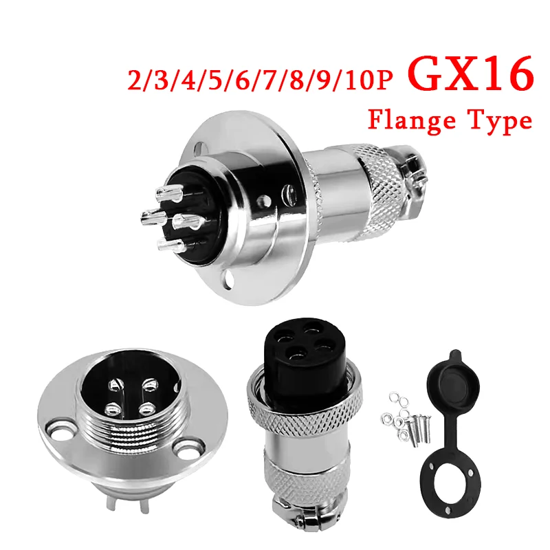 

GX16 Flange Aviation Connector 16mm 2 3 4 5 6 7 8 9 10Pin Female Plug Male Mount Circular Socket