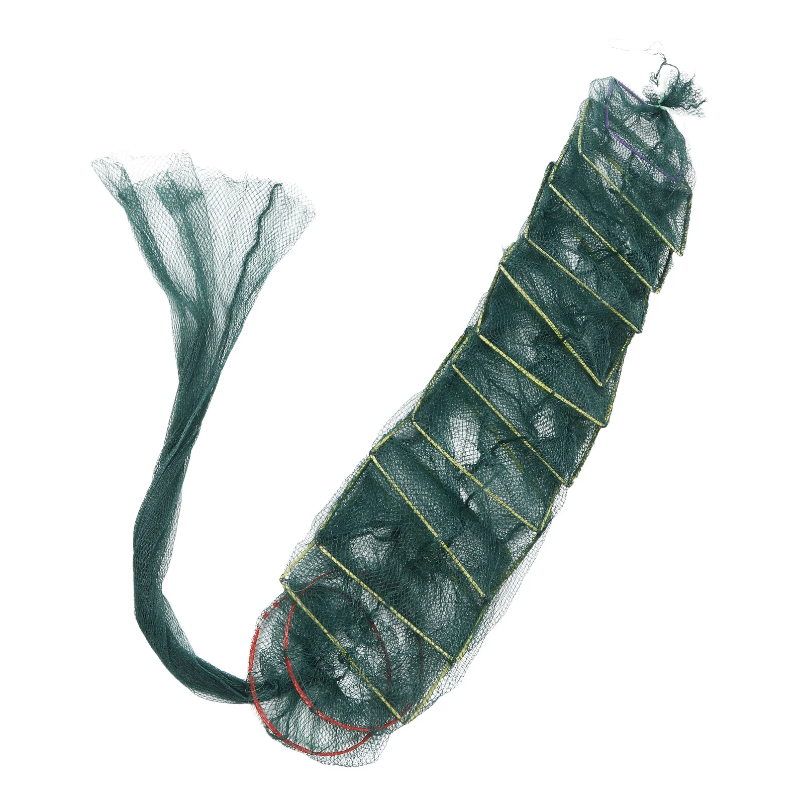 

Foldable Crawfish Cage Nylon Fishing Bait Mesh 2.6m 13 Sections 8 Holes Portable Multi Layer Fishing Cage Basket for Rivers