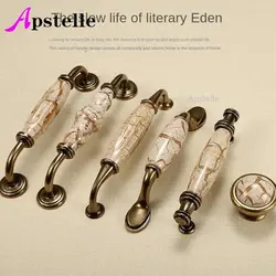 Apstelle European Bronze Ceramic Cabinet Handles Zinc Alloy Drawer Knobs Wardrobe Door Handles Furniture Handle