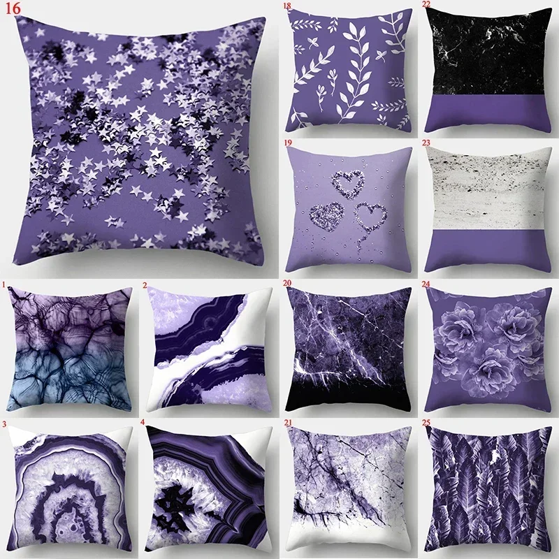 45*45cm Purple Geometric Pillow Covers Decorative Cushion Cover Throw Pillow Case for Home SofaDecoration  Square Pillowcases