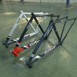 Gray-Team Style Fixed Gear Bike Frameset Fixie Frame Single Speed Aluminum Alloy Frame+Front Fork Track Frame 700C*48/52/56CM
