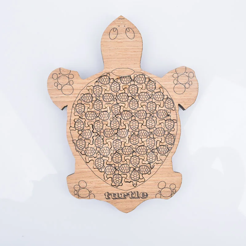 Puzzle de tortue en bois irrégulier, jouets interactifs à dix niveaux de difficulté élevée, cadeaux de vacances, ornements artistiques