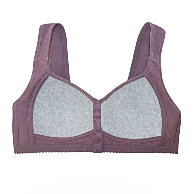 Middle-aged and Elderly Underwear Bra Without Steel Ring Front Opening and Closing Bra Comfortable Large Size Bra Vest Bra