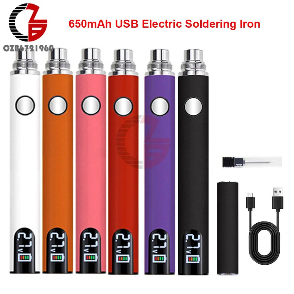 650mAh Wireless USB Electric Soldering Iron 510 Thread Mini Soldering Iron Kit 330-450 ℃ Adjustable Heating Repair Welding Tool