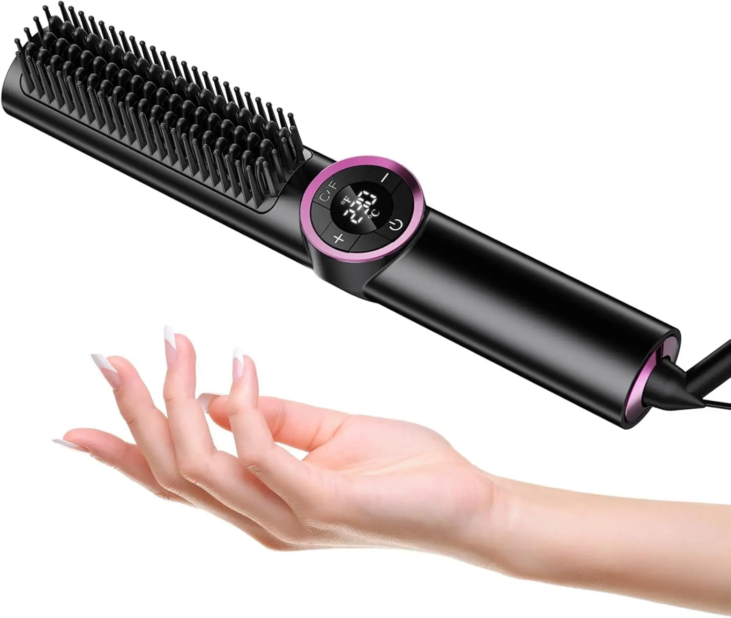 

Hair Straightener with LED Display & Dual Voltage, Deep Black - Fast Heating, Safe for All Hair Types