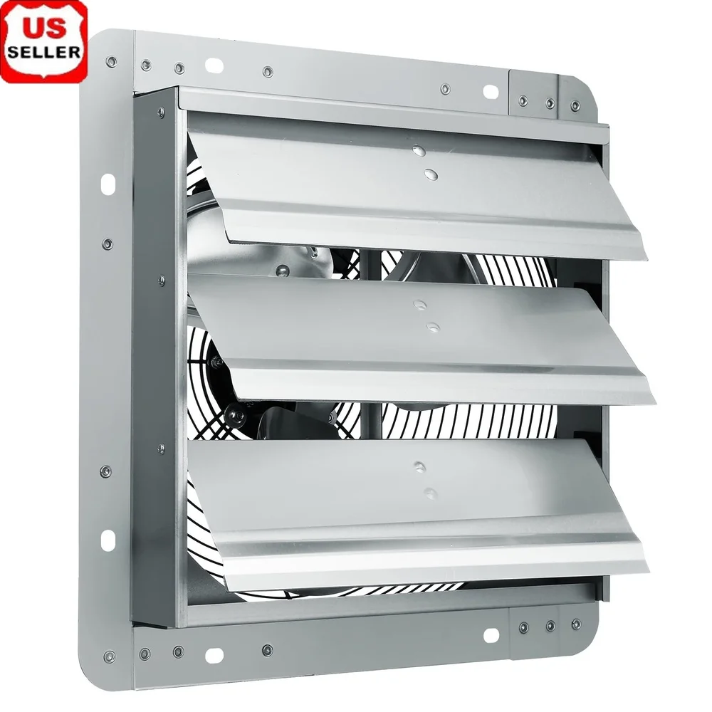 

12-дюймовый вытяжной вентилятор с затвором, 1000 куб. футов в минуту, настенная вентиляционная система с двигателем переменного тока, теплицы, гаражи, навесы, чердаки